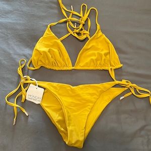 Monday Swimwear Palm green size: small top and bottom